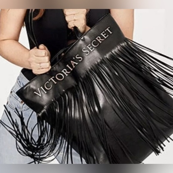 Victoria's Secret Black Fringe Tote - Picture 3 of 3